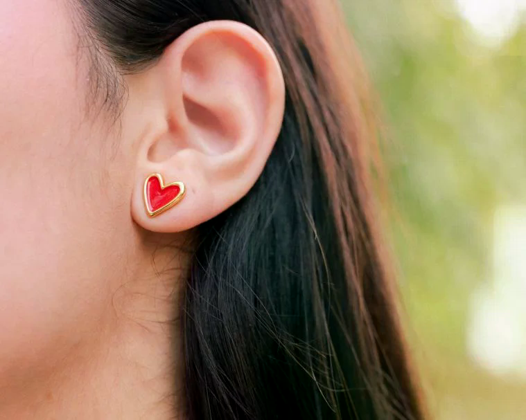 Red heart earrings